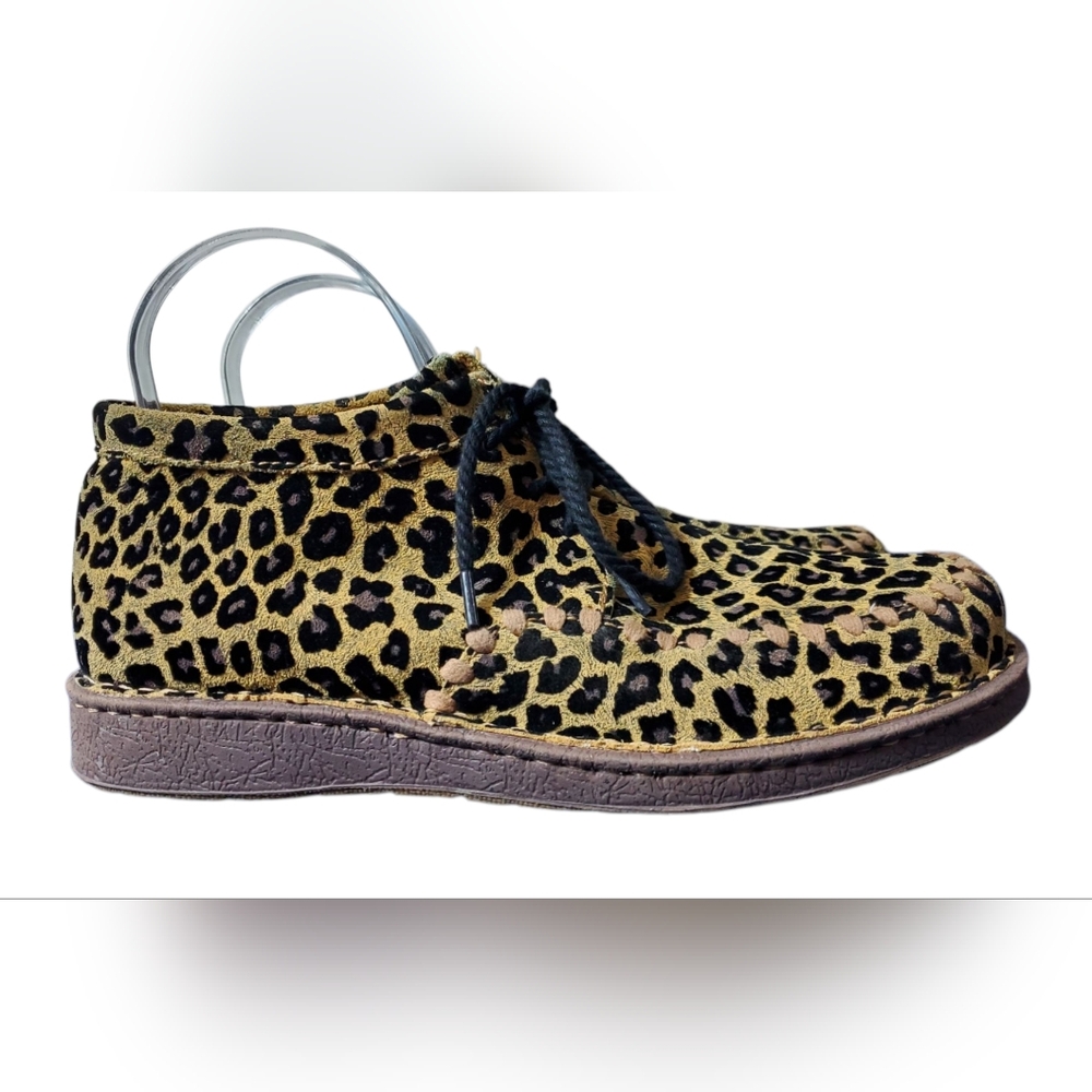 Justin JL203 Leopard Print Suede Wallabee Shoes Size 9.5M Streetwear Indie